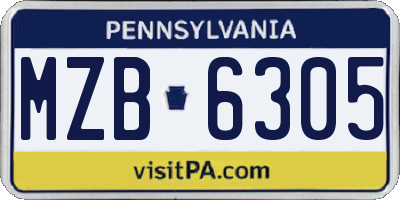 PA license plate MZB6305