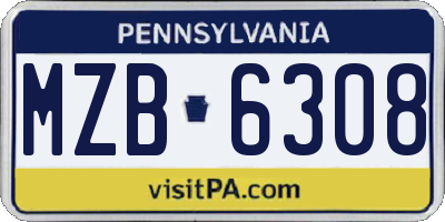 PA license plate MZB6308