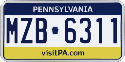 PA license plate MZB6311