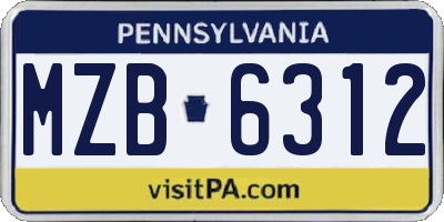 PA license plate MZB6312