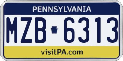 PA license plate MZB6313