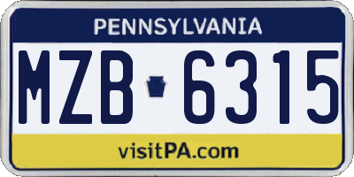 PA license plate MZB6315
