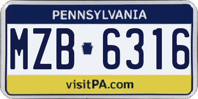 PA license plate MZB6316