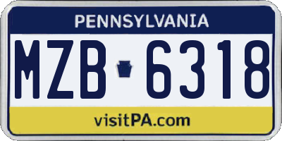 PA license plate MZB6318