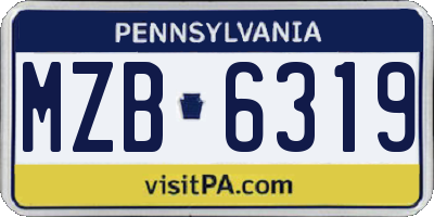 PA license plate MZB6319