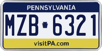 PA license plate MZB6321