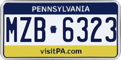PA license plate MZB6323