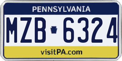 PA license plate MZB6324