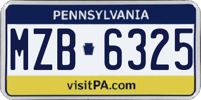 PA license plate MZB6325