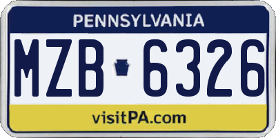 PA license plate MZB6326