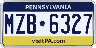 PA license plate MZB6327