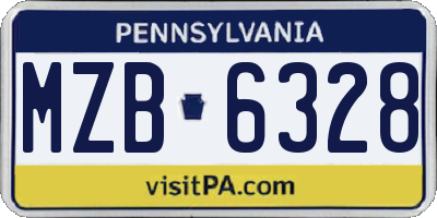 PA license plate MZB6328