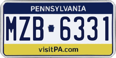 PA license plate MZB6331