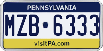 PA license plate MZB6333