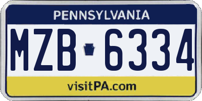 PA license plate MZB6334