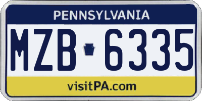 PA license plate MZB6335