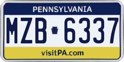 PA license plate MZB6337