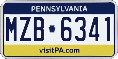 PA license plate MZB6341