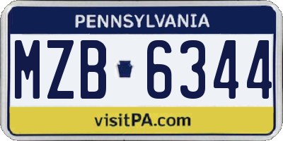 PA license plate MZB6344