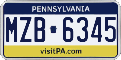 PA license plate MZB6345