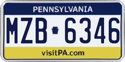 PA license plate MZB6346