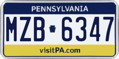 PA license plate MZB6347
