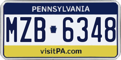 PA license plate MZB6348
