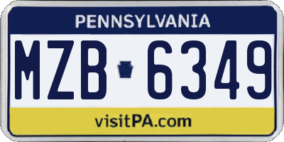 PA license plate MZB6349