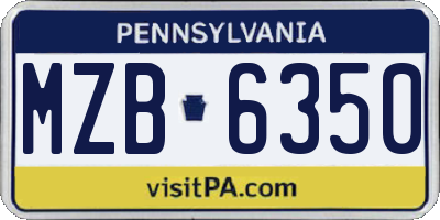 PA license plate MZB6350