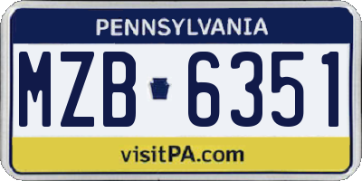 PA license plate MZB6351