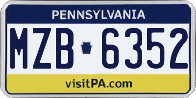 PA license plate MZB6352
