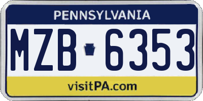 PA license plate MZB6353
