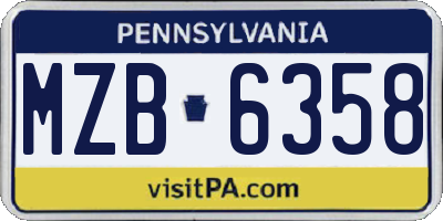 PA license plate MZB6358