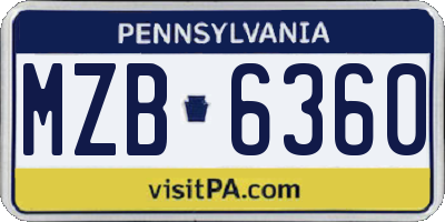 PA license plate MZB6360
