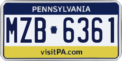 PA license plate MZB6361