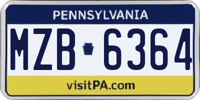 PA license plate MZB6364