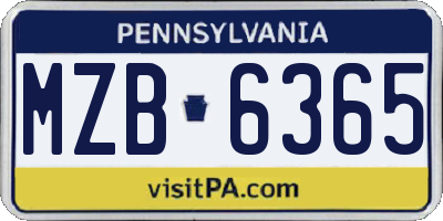 PA license plate MZB6365