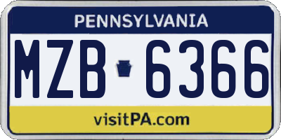 PA license plate MZB6366