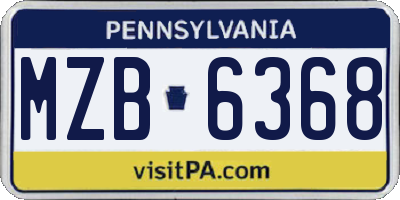 PA license plate MZB6368