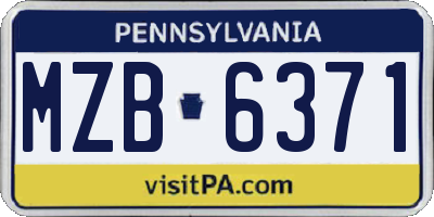 PA license plate MZB6371
