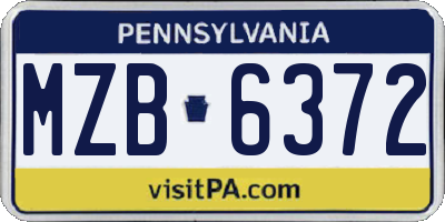 PA license plate MZB6372