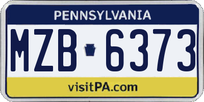 PA license plate MZB6373