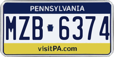 PA license plate MZB6374