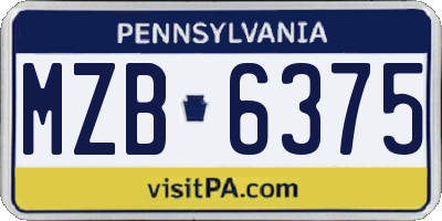 PA license plate MZB6375