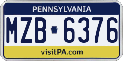 PA license plate MZB6376
