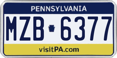 PA license plate MZB6377