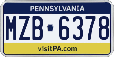 PA license plate MZB6378