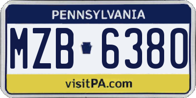 PA license plate MZB6380