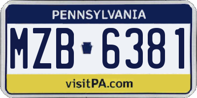 PA license plate MZB6381