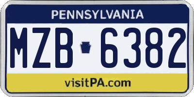 PA license plate MZB6382